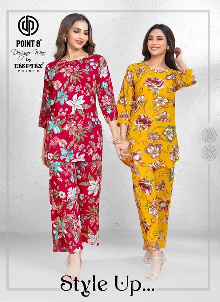 Style Up Vol 1 By Deeptex Pure Rayon Discharge Print With Foil Print Cord Set Wholesale Price In Surat